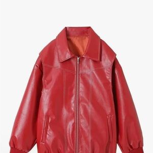 Women's Red Leather Jacket